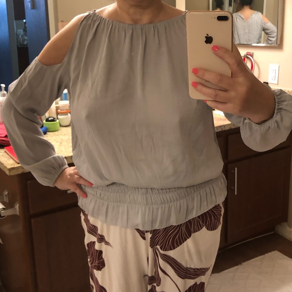 Alfani Gray Elastic Blouse